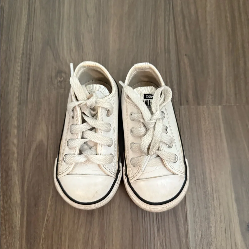 Converse White Kids Sneakers with Black Trim size 5C